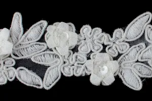 1 1/8" White Floral Beaded Lace