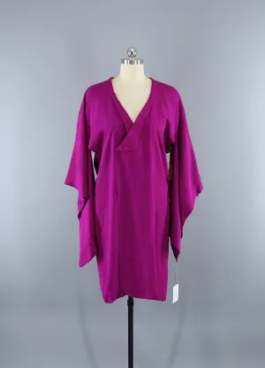 1920s Vintage Silk Kimono Jacket Coat / Magenta Purple