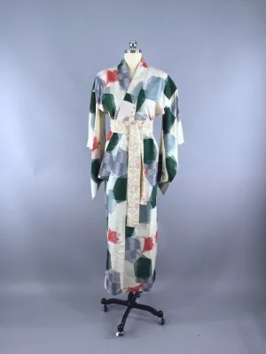 1920s Vintage Silk Kimono Robe / Tiger Lilly Floral Ikat