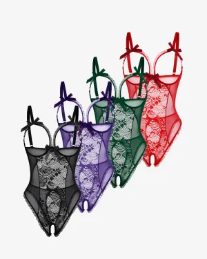 4Pack One Piece Crotchless Lingerie