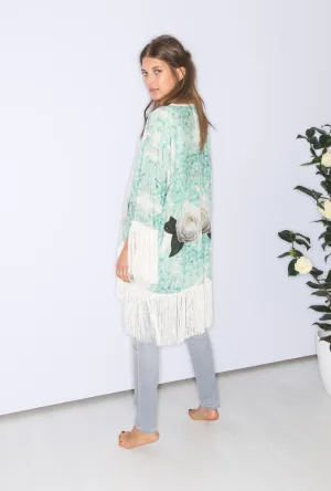 ATHENA PROCOPIOU Green/Blue Full Fringe Kimono