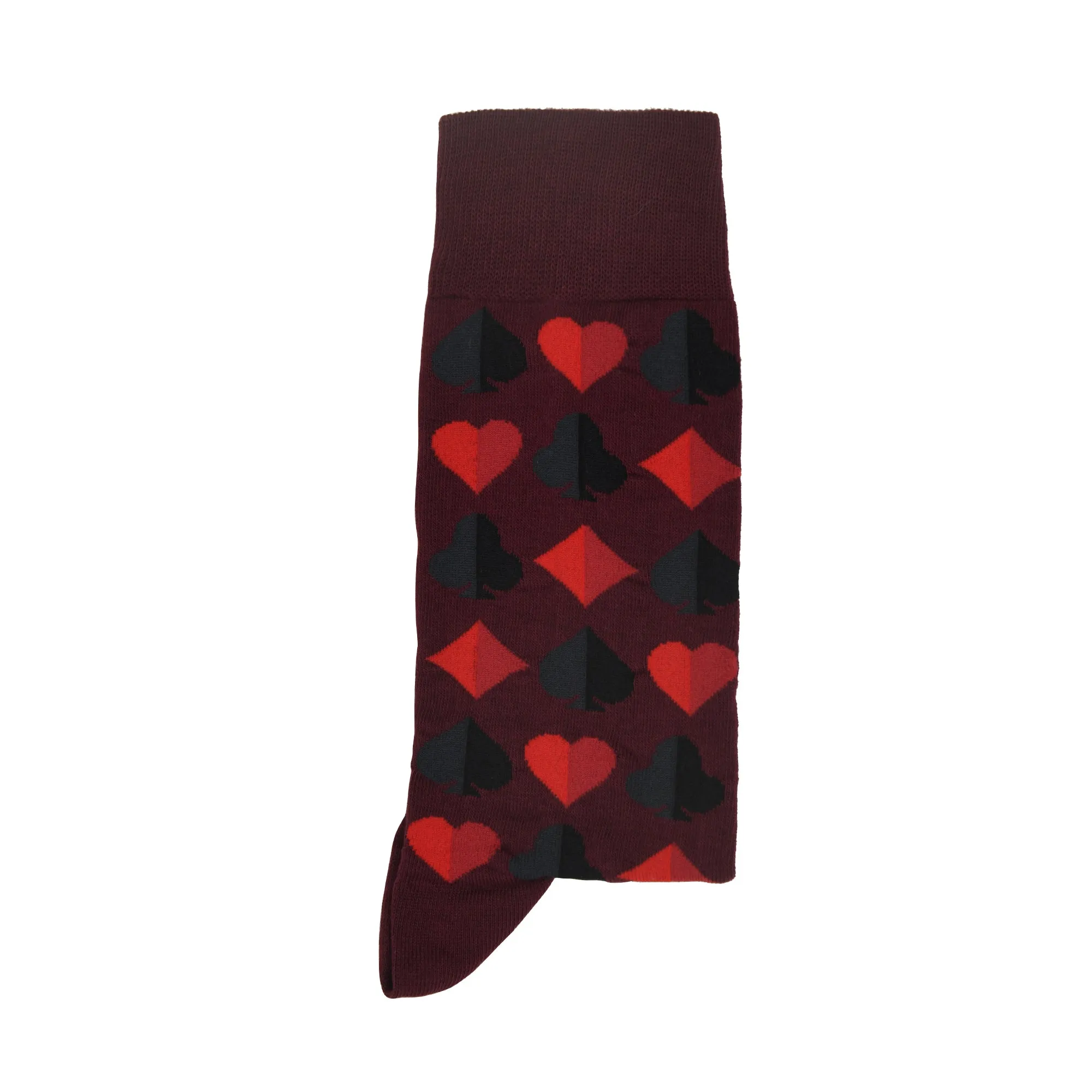 Balenzia Special Edition Poker Crew Socks for Men (Free Size) (Pack of 2 Pairs) (Maroon and Black)