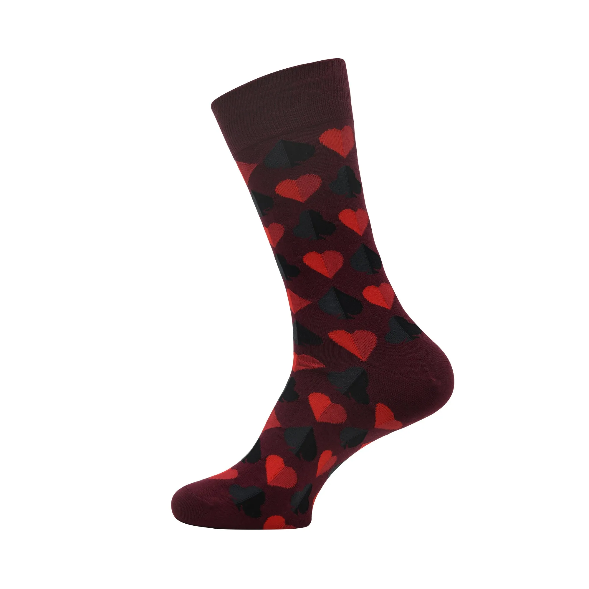 Balenzia Special Edition Poker Crew Socks for Men (Free Size) (Pack of 2 Pairs) (Maroon and Black)