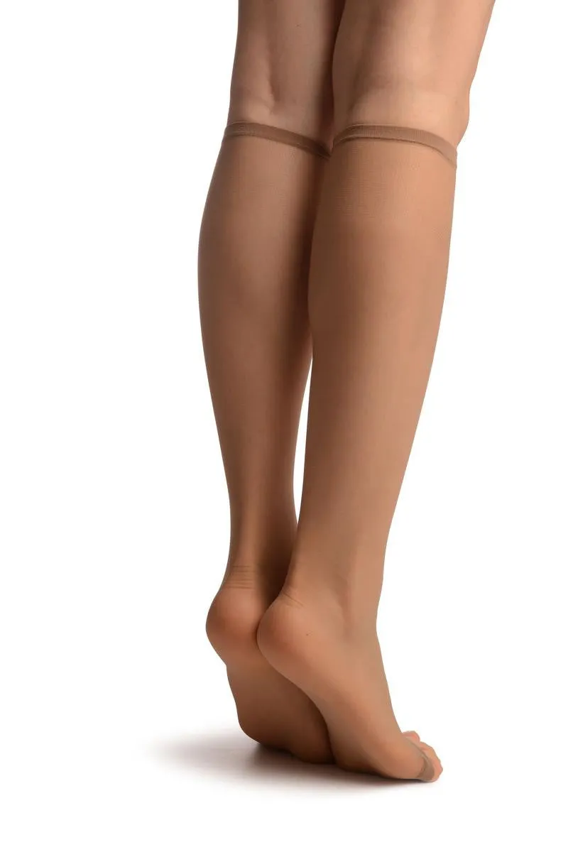 Beige With Split Open Toes Socks Knee High