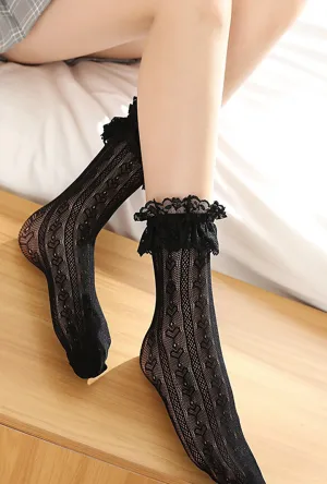 Black Frill Ankle Socks