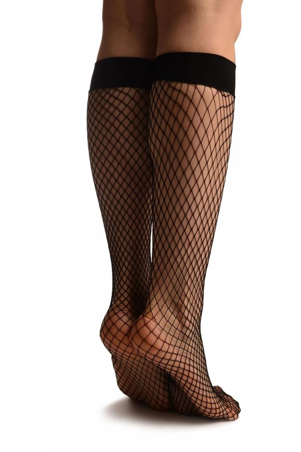 Black Large Fishnet Knee High Socks