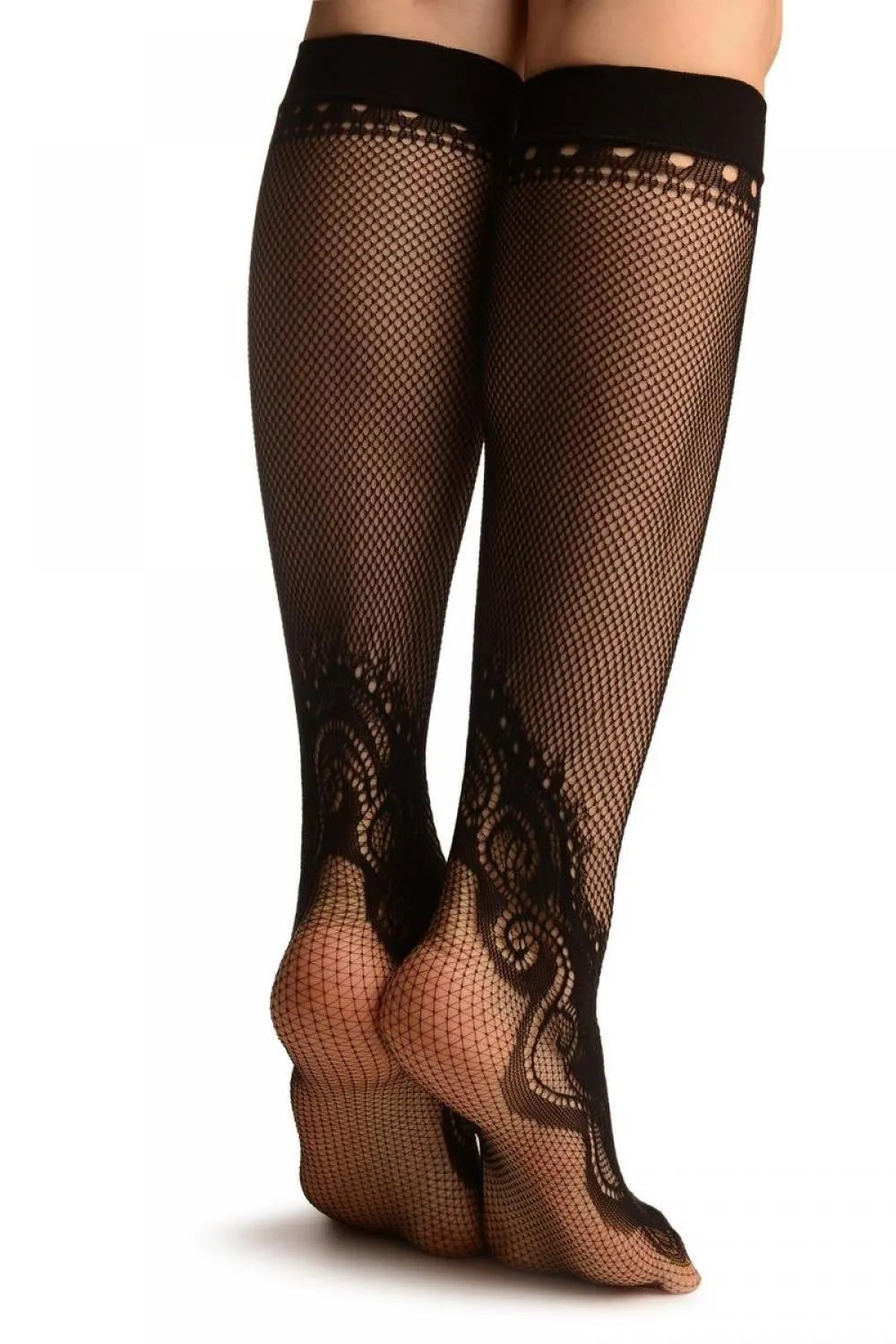 Black Peisleys Lace Socks Knee High