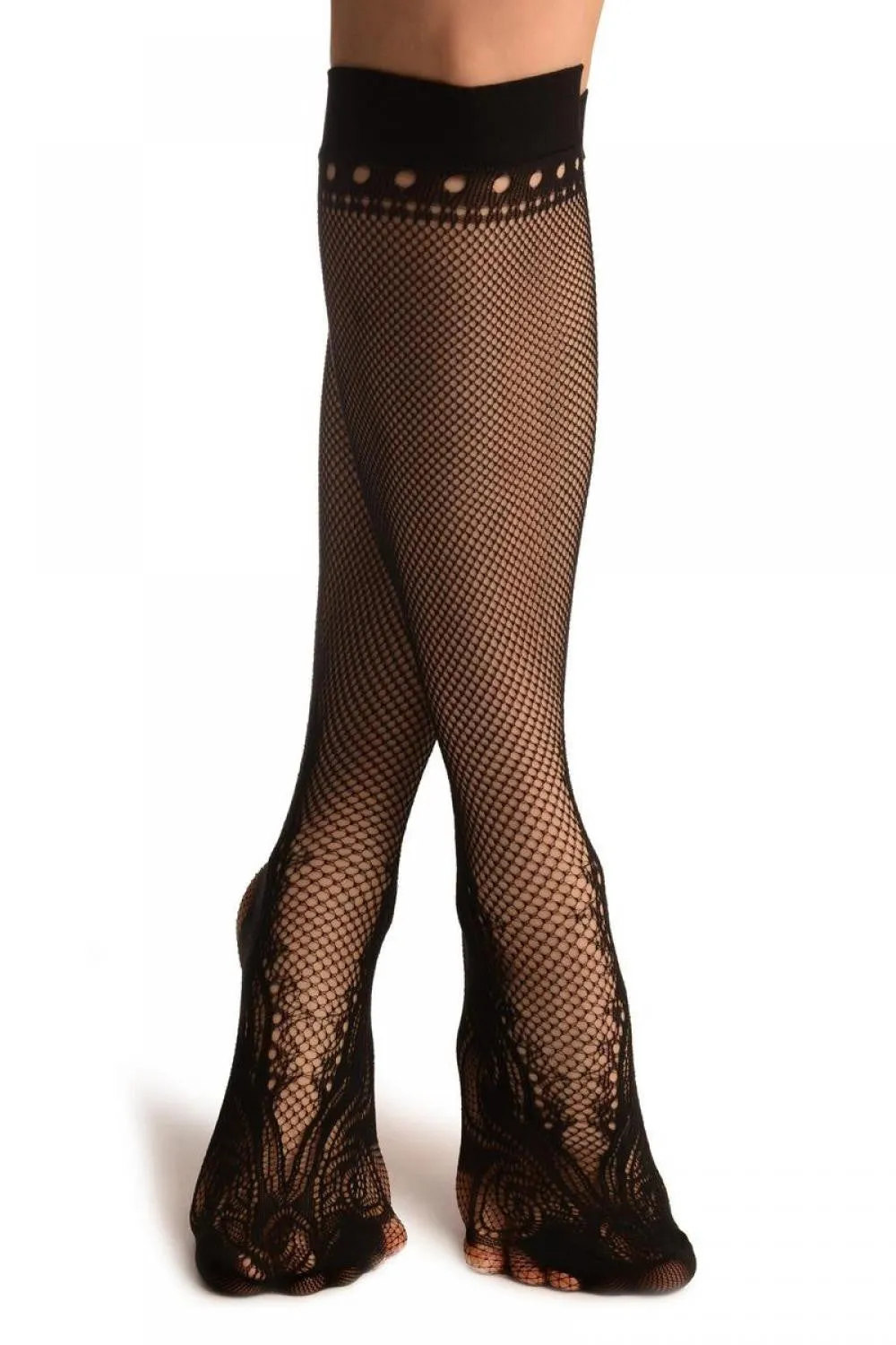 Black Peisleys Lace Socks Knee High