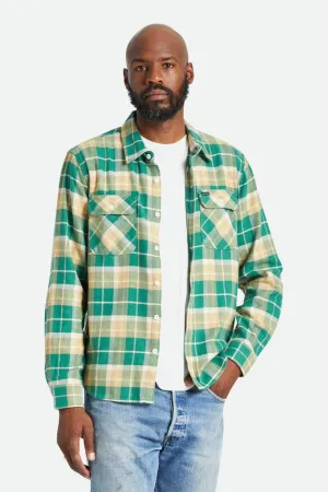 Bowery L/S Flannel - Washed Pine Needle/Washed Golden Brown/Off White