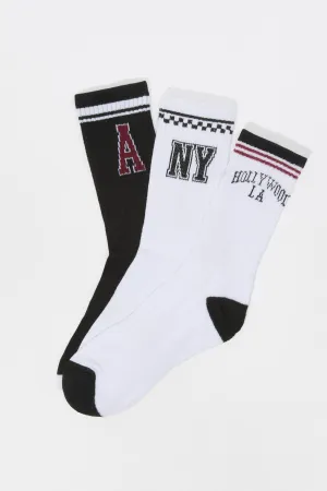 Boys Stripe Destination Crew Socks (3 Pack)