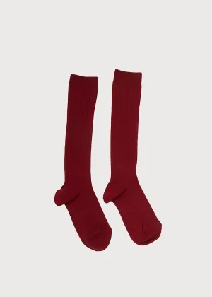 Burgundy Ribbed Knee-High Socks (3mths-8yrs)