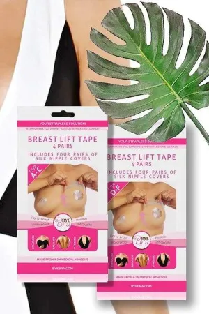 Bye Bra Adhesive Breast Lift Tape Cup A–C with Silk Nipple Covers