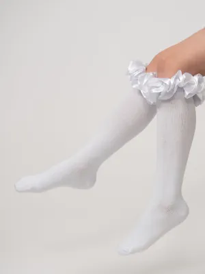 Caramelo Kids White Ruffle Knee Socks