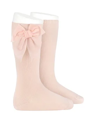 Condor nude pink velvet bow knee socks