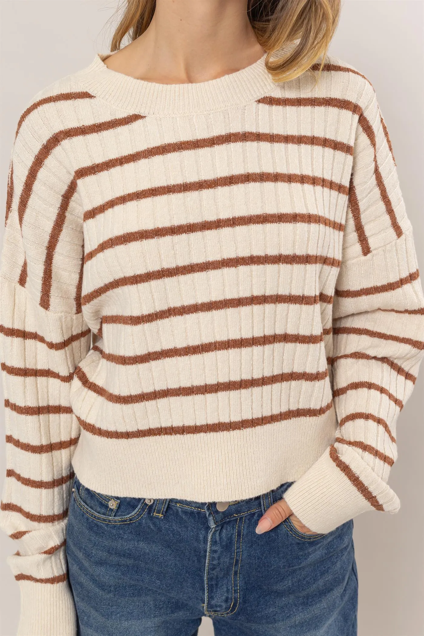 Crew Neck Striped Sweater