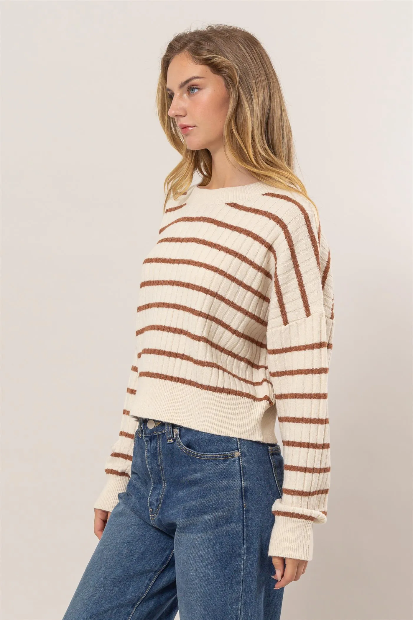 Crew Neck Striped Sweater