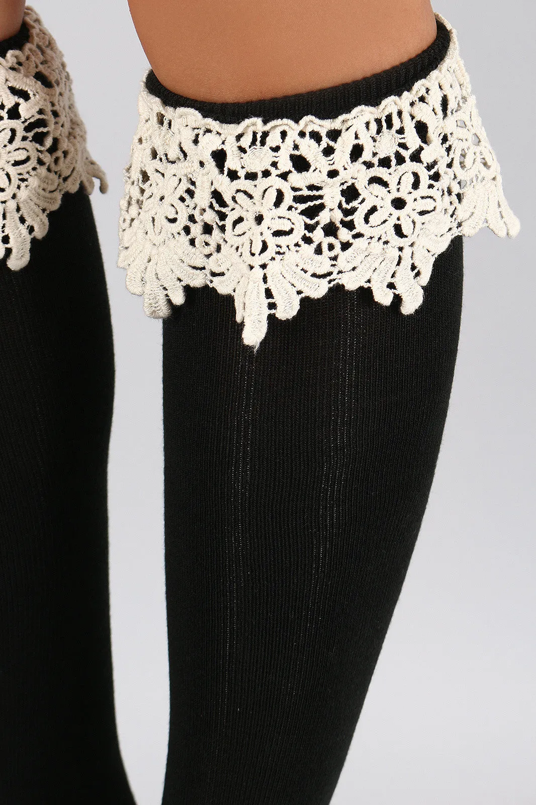 Crochet Cuff Knee High Socks