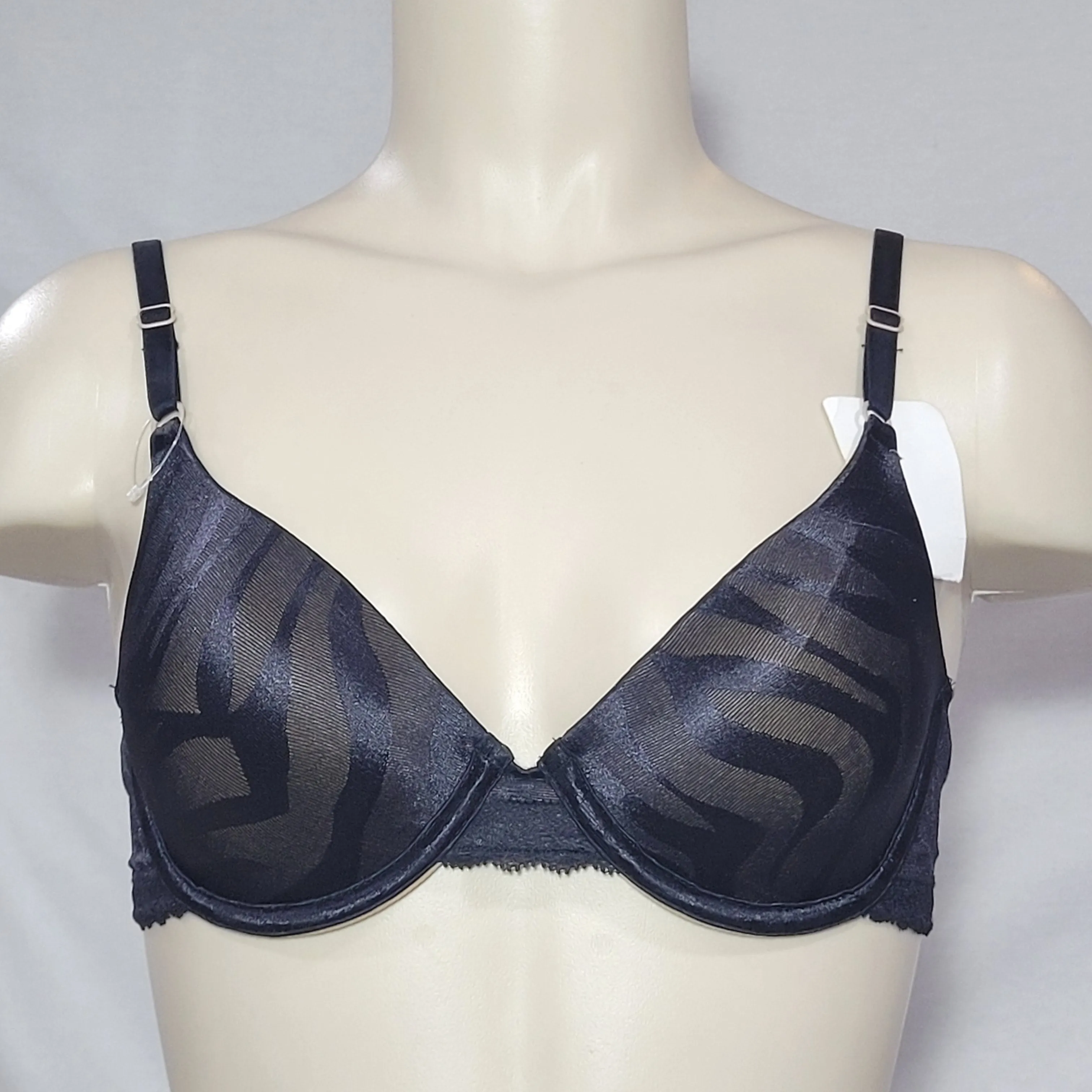 DISCONTINUED Maidenform 7122 One Fabulous Fit Jacquard Satin Underwire Bra 34B Black NWT