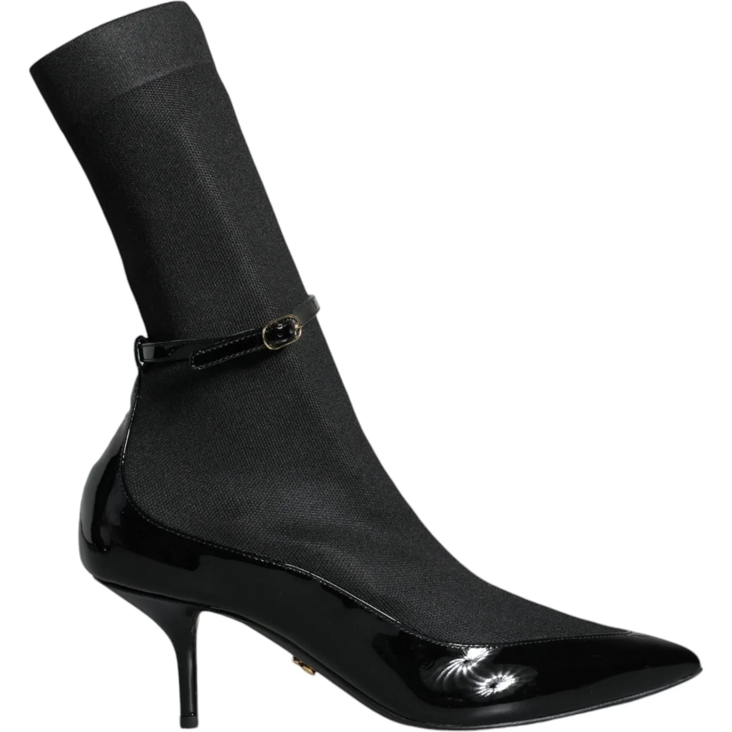 Dolce & Gabbana Black Leather Stilettos Booties Socks Shoes