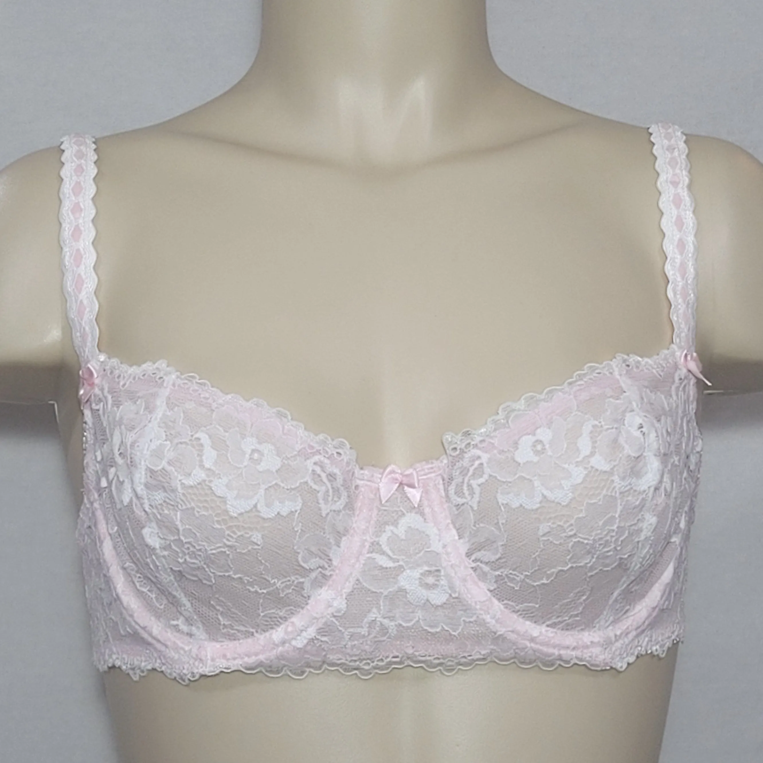 Felina 5894 Harlow Sheer Lace Full Busted Demi Underwire Bra 32D Pink