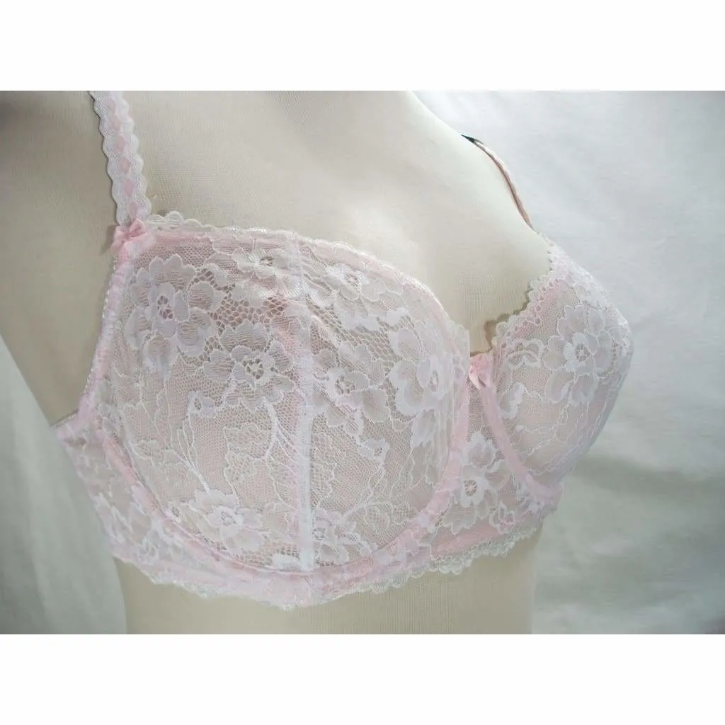 Felina 5894 Harlow Sheer Lace Full Busted Demi Underwire Bra 32D Pink