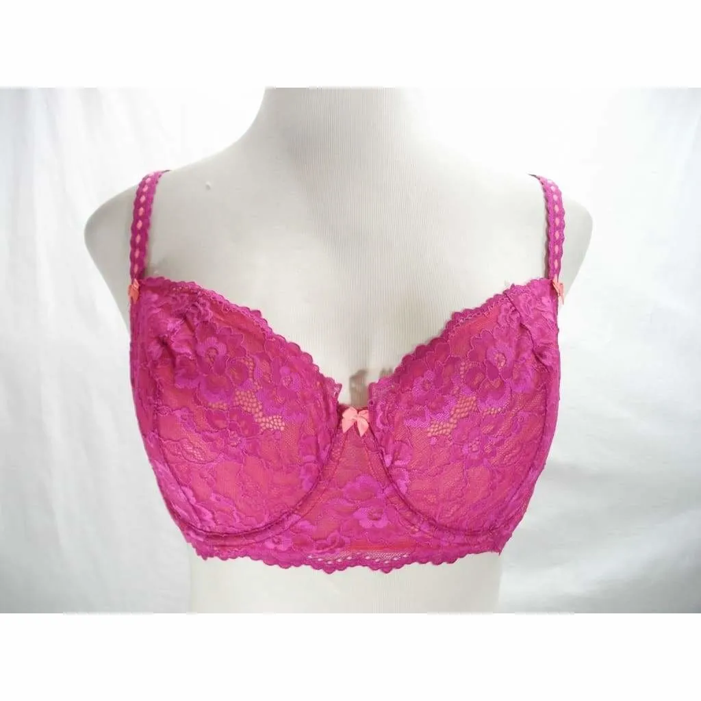 Felina 5894 Harlow Sheer Lace Full Busted Demi Underwire Bra 32DD Wild Aster