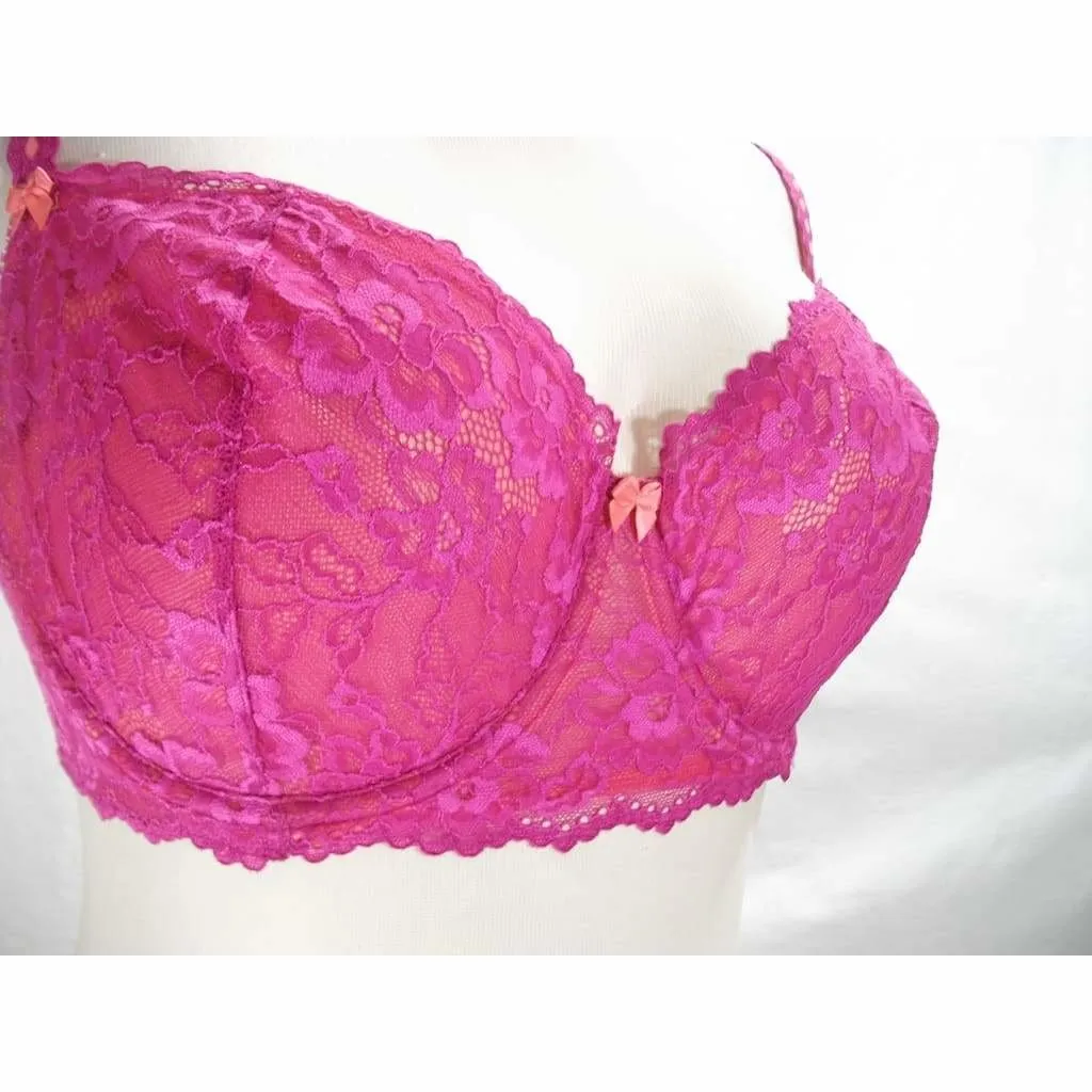 Felina 5894 Harlow Sheer Lace Full Busted Demi Underwire Bra 32DD Wild Aster