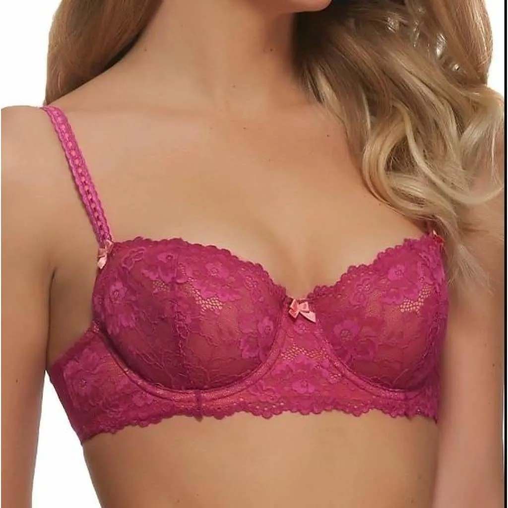 Felina 5894 Harlow Sheer Lace Full Busted Demi Underwire Bra 32DD Wild Aster