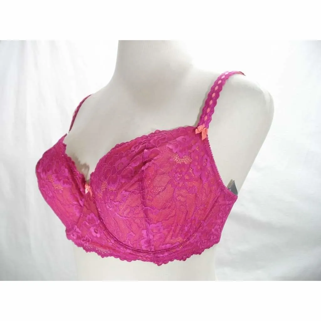 Felina 5894 Harlow Sheer Lace Full Busted Demi Underwire Bra 32DD Wild Aster