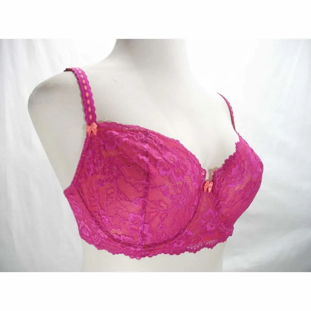 Felina 5894 Harlow Sheer Lace Full Busted Demi Underwire Bra 32DD Wild Aster