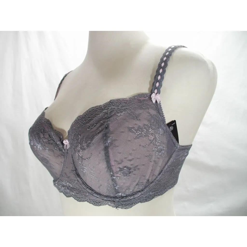 Felina 5894 Harlow Sheer Lace Full Busted Demi Underwire Bra 34C Excalibur Gray