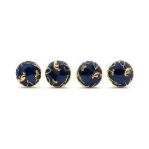 Gold & Enamel Kurta Buttons - Ren - Blue