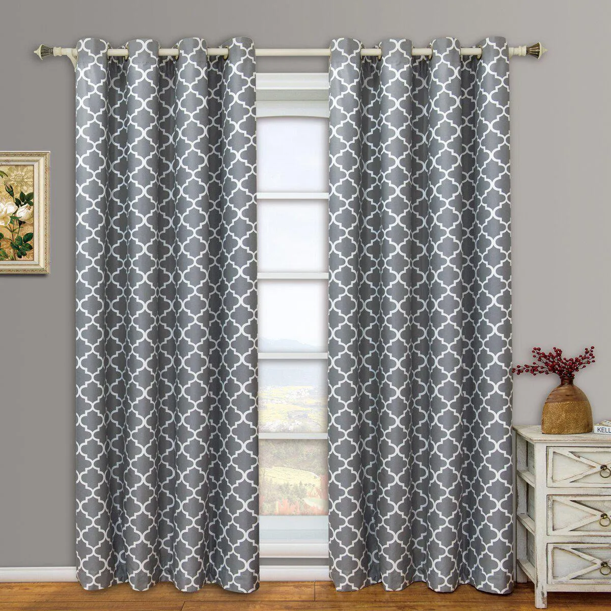 Gray Meridian Room-Darkening Thermal Insulated Curtain Pair (Set of 2 Panels)