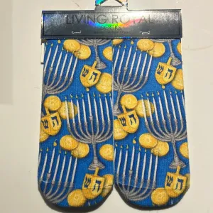 Hanukkah Menorah / Dreidel Ankle Socks