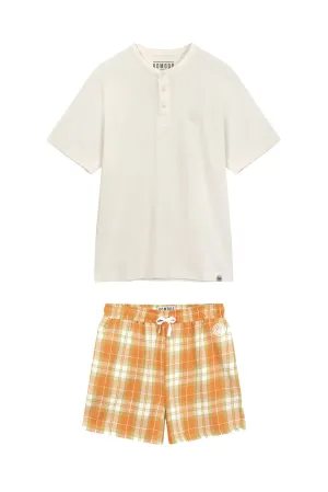 JIM JAM - Men's Organic Cotton Pyjama Shorts Set Orange