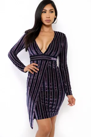 K8481 - STRIPED VELVET DRESS