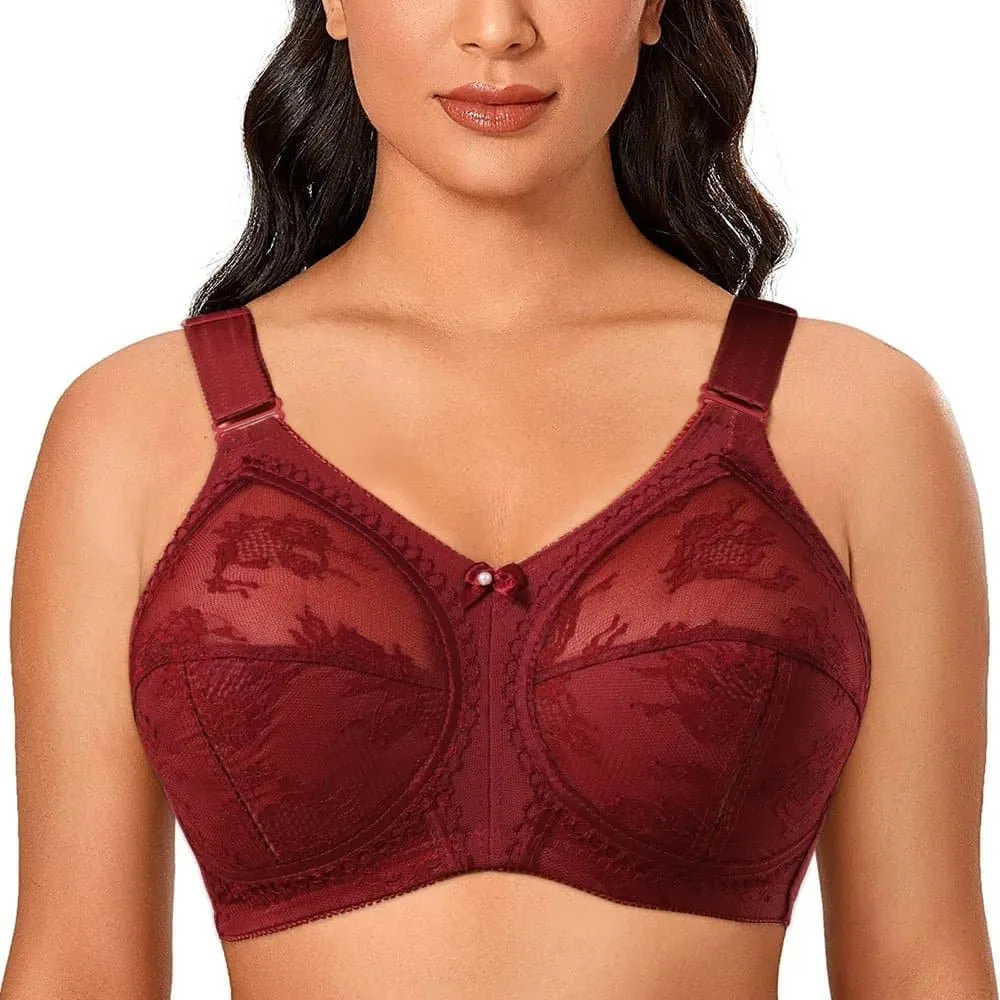 Lace Bra Full Cup D E - Comfortable Wire-Free Support