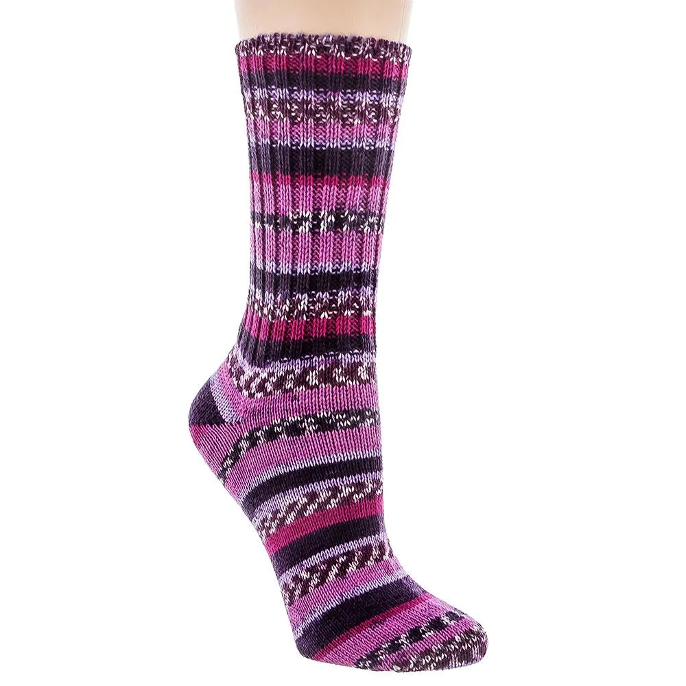 Ladies Pretty Purple Pattern Designer Irish Wool Country Socks