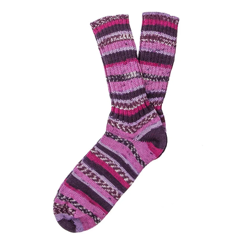 Ladies Pretty Purple Pattern Designer Irish Wool Country Socks