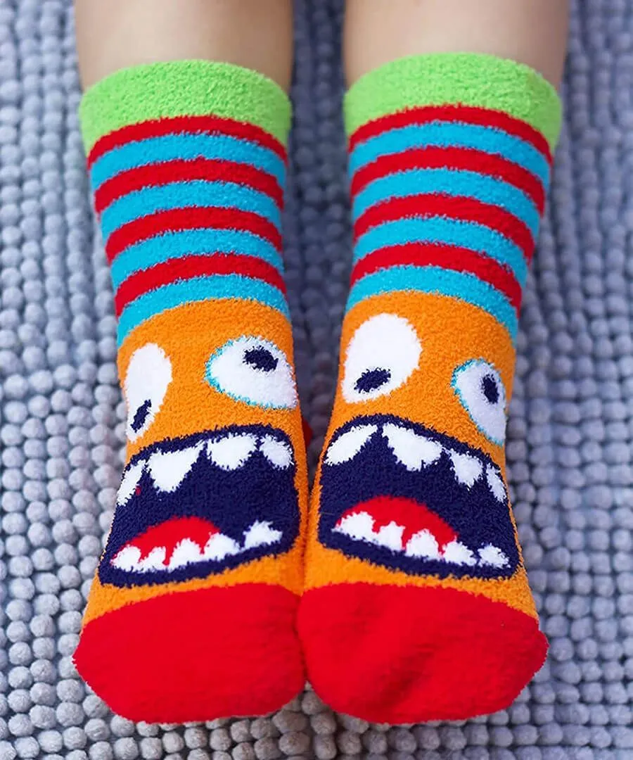 Monster Fuzzy | Non-Skid Slipper Socks - 2 Pair Pack