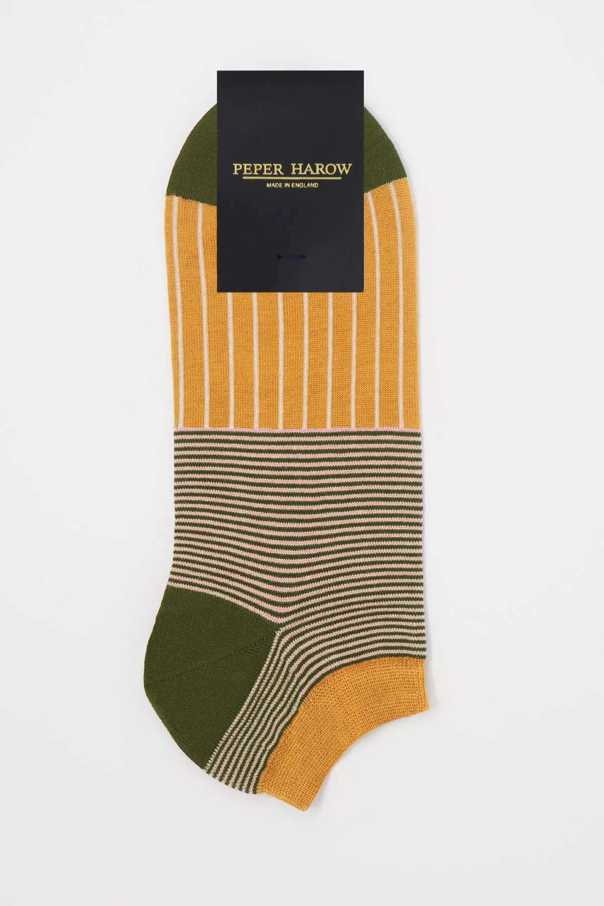 Oxford Stripe Men's Trainer Socks - Mustard