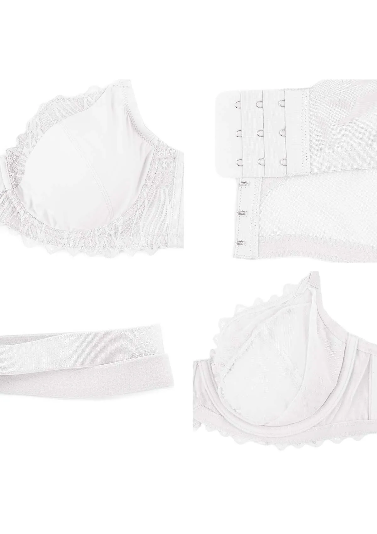 Pretty Secrets White Lace Trim Full Coverage Underwire Bra Set