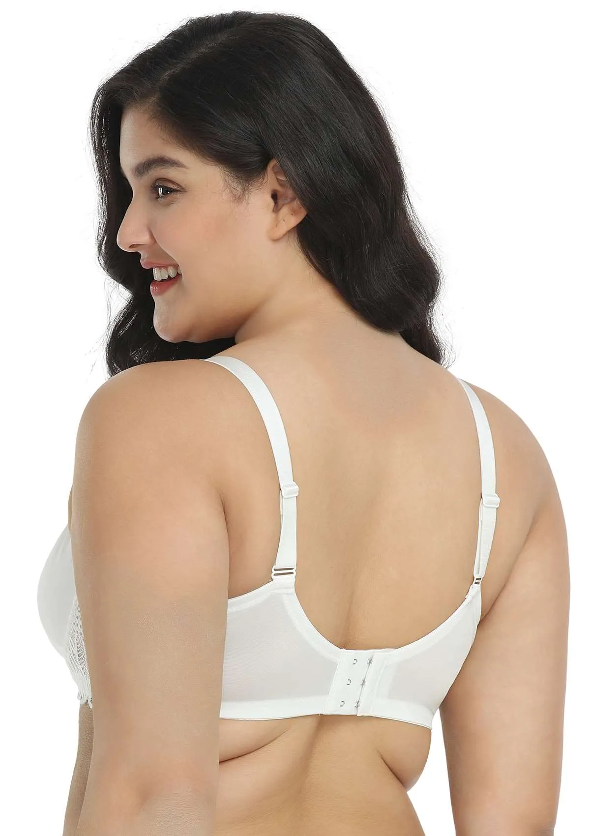 Pretty Secrets White Lace Trim Full Coverage Underwire Bra Set