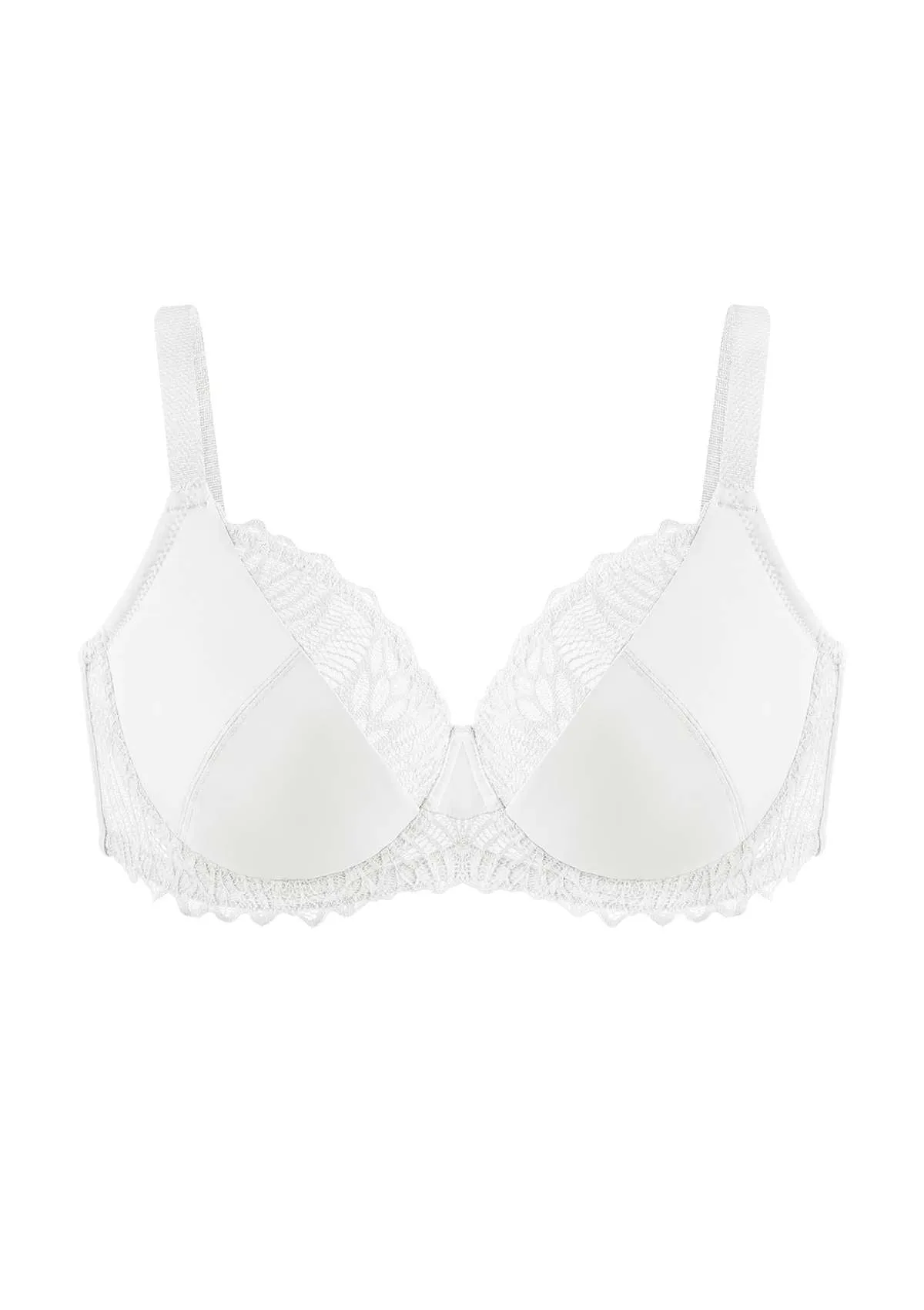 Pretty Secrets White Lace Trim Full Coverage Underwire Bra Set