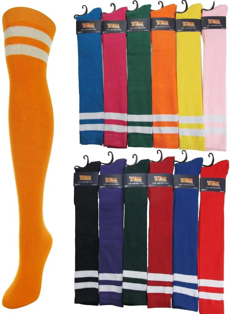 "j.ann" ladies over knee high socks-assorted color Case of 36