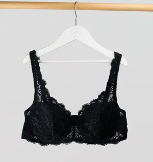 Scalloped lace balconette [Black]