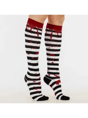 Striped Blood Spatter Knee High Socks