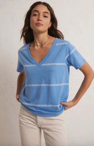 The Girlfriend Twin Stripe V-Neck Tee