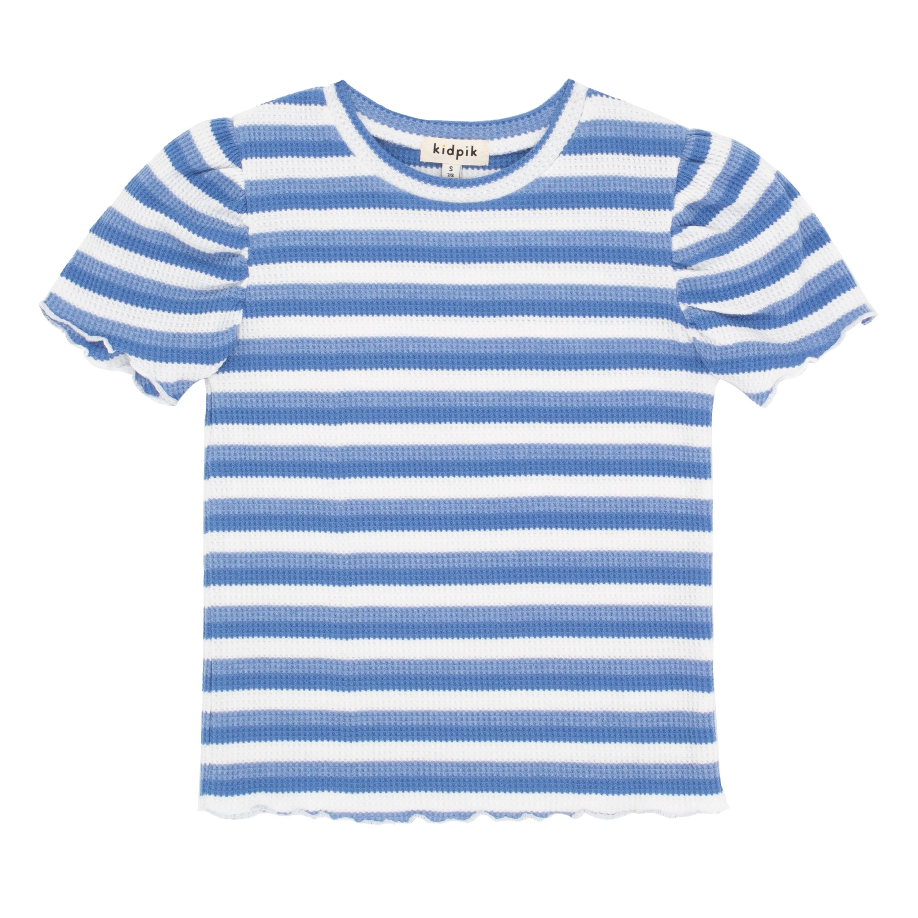 Thermal Stripe Puff Sleeve Tee